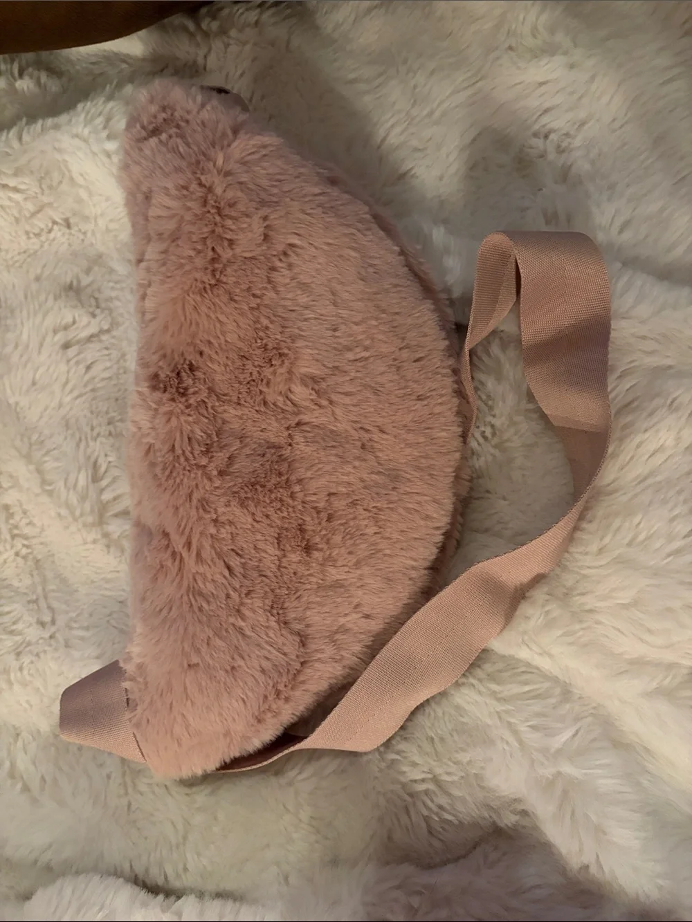 Faux Fur Crossbody Belt Bag in Blush Pink or Purple